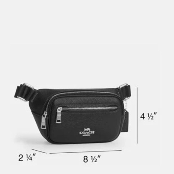 NWT Coach Pebble Leather Black Elias Mini Belt Bag/Fanny Pack - Picture 3 of 12
